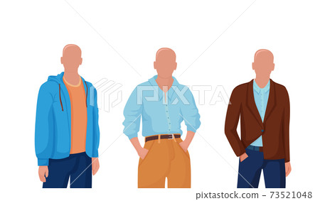 Mens clothing styles. Stylish modern fashion with jacket buttoned up one button and loose jacket sweatshirt. Mens clothing styles. Stylish modern fashion with jacket buttoned up one button and loose jacket sweatshirt. 73521048