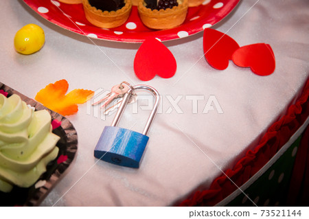 Lock and hearts at holiday party Lock and hearts at holiday party 73521144