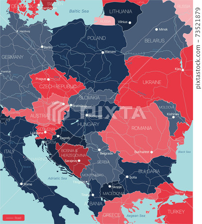 Eastern Europe detailed editable map Eastern Europe detailed editable map 73521879
