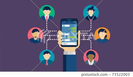 SNS / Message app / Chat app Handheld smartphone Banner illustration 73522003