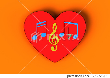 3D illustration of hearts and musical notes 73522613