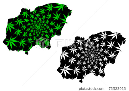 Usak (Provinces of the Republic of Turkey) map is designed cannabis leaf green and black, Usak ili map made of marijuana (marihuana,THC) foliage,.... 73522913