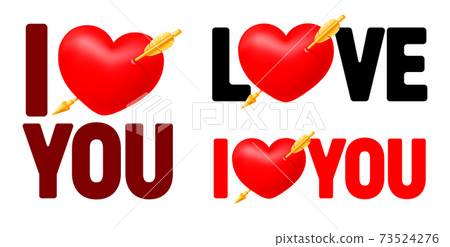 I Love You Lettering Set With Pierced Heart 73524276