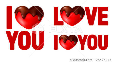 I Love You Calligraphy Lettering Set With Heart I Love You Calligraphy Lettering Set With Heart 73524277