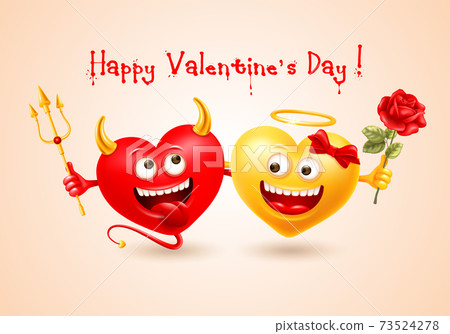 Happy Valentines Day With Devil And Angel Hearts Happy Valentines Day With Devil And Angel Hearts 73524278