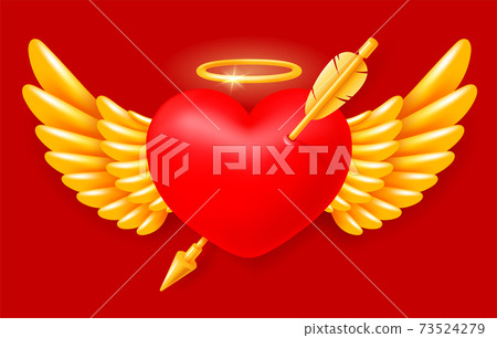 Pierced Angel Heart With Wings And Halo 73524279