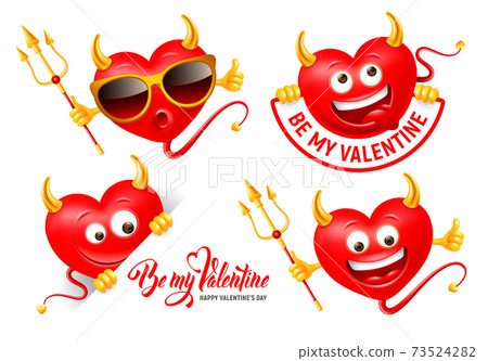 Devil Heart Set With Horn Tail Trident Devil Heart Set With Horn Tail Trident 73524282