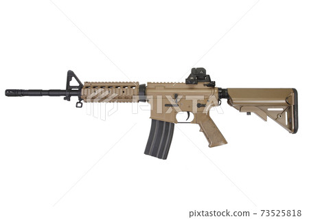 AR-15 automatic rifle desert camoufleged pattern isolated on a white background 73525818