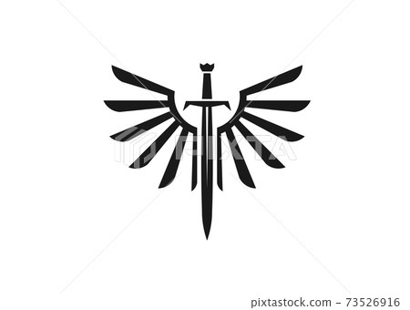 Sword and wings monogram color logo vector template illustration 73526916