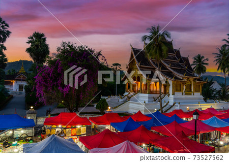 The night souvenir market in Luang Prabang, Laos. The night souvenir market in Luang Prabang, Laos. 73527562