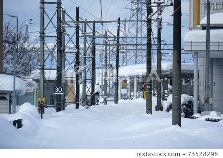 Rails completely buried in snow Rails completely buried in snow 73528298