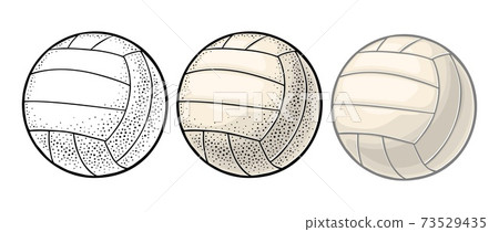 Volleyball ball. Vintage vector engraving illustration. Isolated on white 73529435