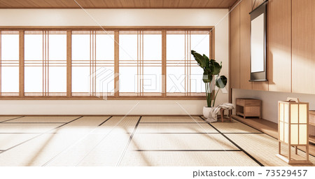 3D rendering white Japanese style room interior design orinal.. 3D rendering white Japanese style room interior design orinal.. 73529457