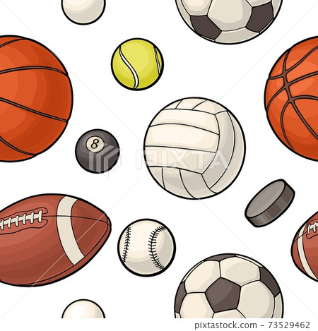 Seamless pattern different kinds sport balls. Color vector flat illustration Seamless pattern different kinds sport balls. Color vector flat illustration 73529462