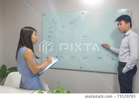 Asian businessman discussing with colleagues in the meeting room Asian businessman discussing with colleagues in the meeting room 73529765