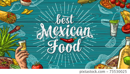 Best mexican food handwriting lettering and vintage engraving 73530025