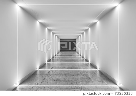 Abstract minimal interior background. Long tunnel 73530333