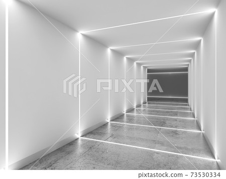 White tunnel with polished concrete floor, 3d 73530334
