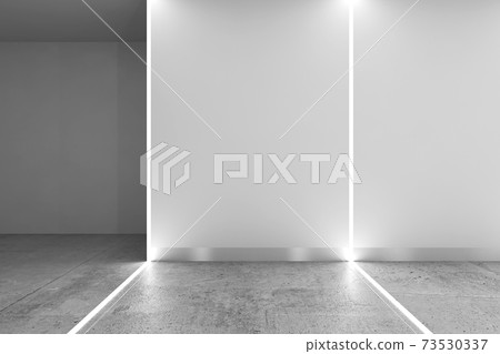 Abstract interior background, LED lines over wall, 3d 73530337
