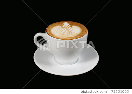 coffee with a pattern on the foam in white Cup coffee with a pattern on the foam in white Cup 73531063