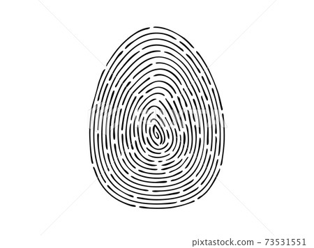 Fingerprint on white background. Contour curved lines of identification and biometric security trace. 73531551