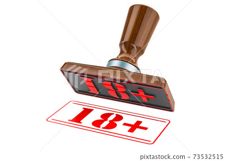 18+ stamp. Wooden stamper, seal with text 18+,... - Stock Illustration ...