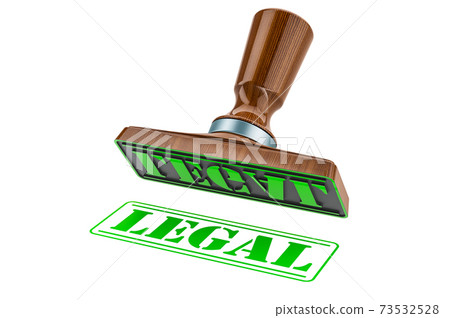 Legal stamp. Wooden stamper seal with text Stock