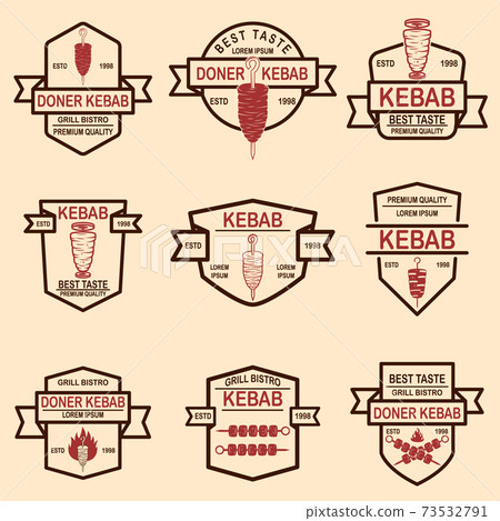 Set of vintage doner kebab labels. Design... - Stock Illustration ...