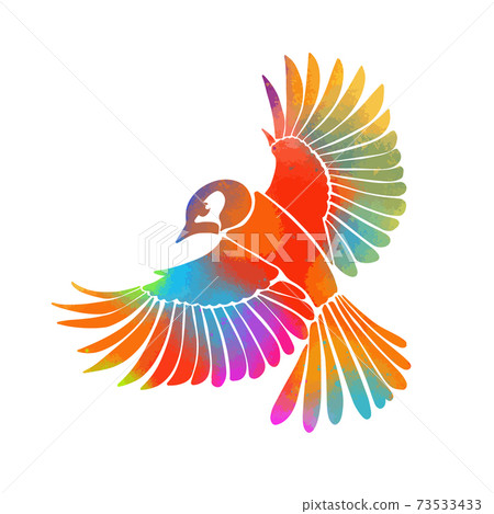 A multi-colored flying decorative bird. Vector illustration 73533433