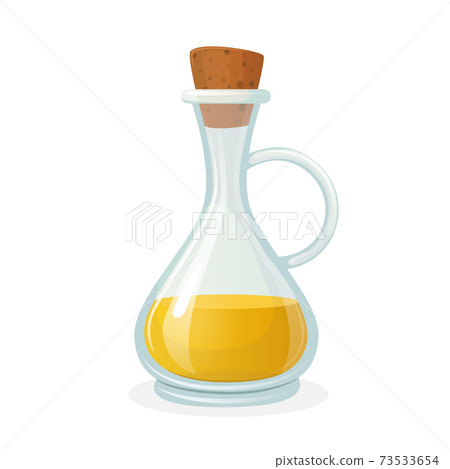 Olive Oil Bottle Glass Bottle with Long Narrow Neck and Corkwood Bung. Olive or Sunflower Yellow Cooking Oil Olive Oil Bottle Glass Bottle with Long Narrow Neck and Corkwood Bung. Olive or Sunflower Yellow Cooking Oil 73533654