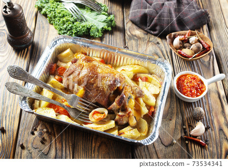 baked meat and potato baked meat and potato 73534341