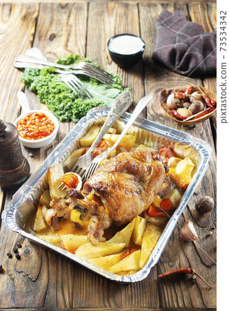 baked meat and potato baked meat and potato 73534342