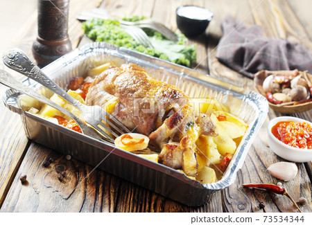 baked meat and potato baked meat and potato 73534344