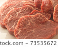 日本黑牛肉翅片厚切成薄片，適合烤肉和牛排 73535672
