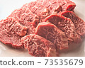 日本黑牛肉翅片厚切成薄片，適合烤肉和牛排 73535679