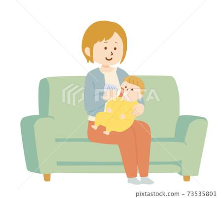 餵養她的嬰兒牛奶的女人的插圖 餵養她的嬰兒牛奶的女人的插圖 73535801