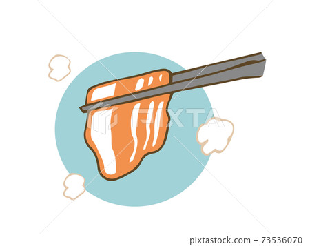 Shabu-shabu pot with chopsticks to pinch meat 73536070