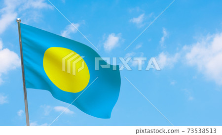 Palau flag on pole Palau flag on pole 73538513