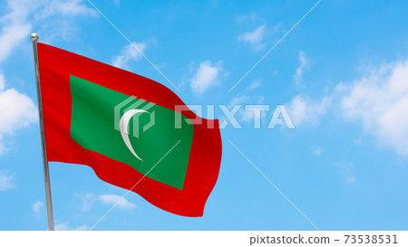 Maldives flag on pole Maldives flag on pole 73538531