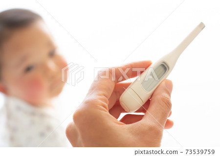 Baby and thermometer Baby and thermometer 73539759