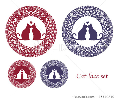 Cat silhouette lace material 73540840