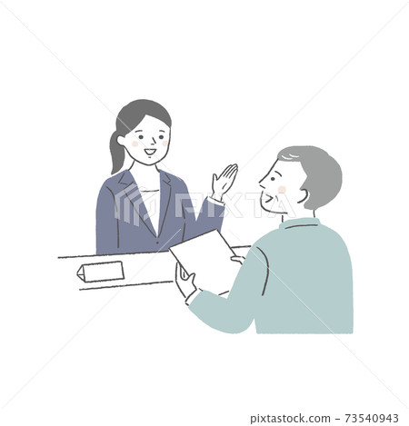 Woman at the counter and senior man 73540943