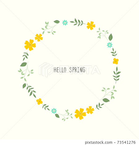Yellow flower circular border illustration 73541276