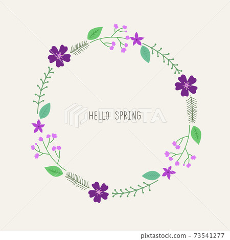 Purple flower circular border illustration 73541277