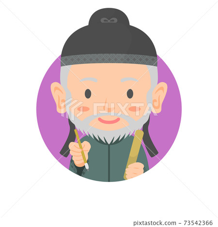 An icon of an ancient Japanese aristocrat who writes letters on a wooden tablet Asuka period Nara period 73542366