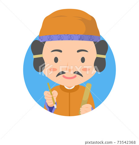 An icon of an ancient Japanese aristocrat who writes letters on a wooden tablet Asuka period Nara period An icon of an ancient Japanese aristocrat who writes letters on a wooden tablet Asuka period Nara period 73542368