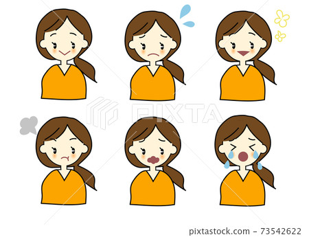 Female facial expression set C 73542622