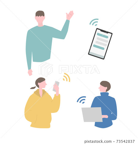 Illustration material of people who use smartphone PC Illustration material of people who use smartphone PC 73542837