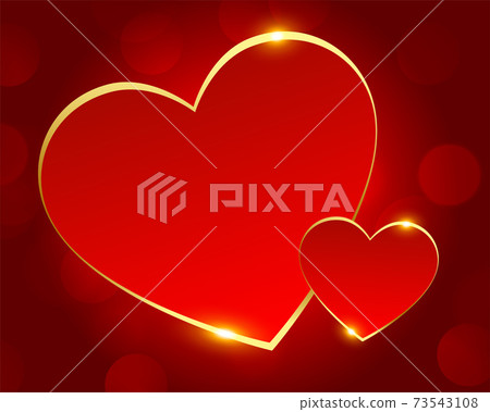 romantic red and golden love hearts background - Stock Illustration ...