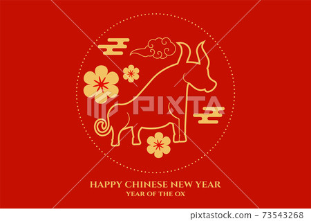 Greetings of chinese new year of ox with flowers Greetings of chinese new year of ox with flowers 73543268